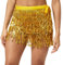 Sttiafay Bauchtanz-Hüftschal, Folter, Bauchtanz, Rock, kurz, Fransenwickel, Festival, Performance, Rave-Kostüm für Damen, Schwarz, Gold, Einheitsgröße