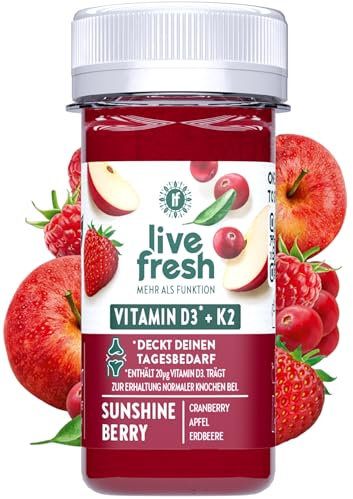 LiveFresh - Vitamin D Kur - Monatsration Sunshine Berry 32x60ml - Kaltgepresst - Ohne Zucker & Zusätze