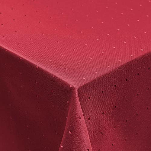 Punkte Muster Optik Tischdecke Größe, Form und Farbe wählbar Eckig 90 x 90 cm Rot Damast Tafeldecke Pflegeleicht