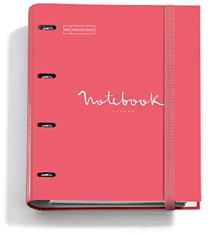 Miquelrius - Ringbuch Notebook Messages, Ordner mit 4 Ringen + zusätzlichen 100 Blatt A4 5 mm kariert, 90 g, mit Trennblättern und Umschlag, Limettengrün