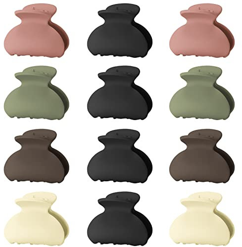 Lolalet 12 Petites Pinces à Cheveux à Double Dents, Solides Mini Pince Crabe de Couleur Différente, Accessoires de Coiffure pour Fille Femme