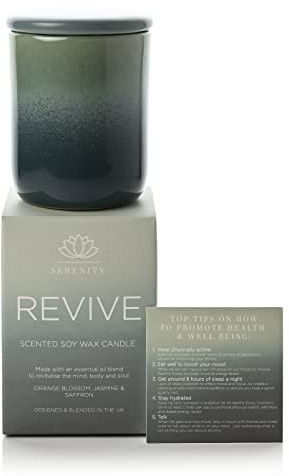 Serenity Scented Soy Wax Candle - Revive Orange Blossom, Jasmine & Saffon 120g