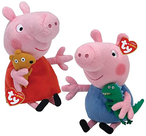 TY Peppa Pig & George Pig 10 Zoll Multipack - Beanie Baby Weiche Plüschtiere - Sammlerstück Kuscheltiere