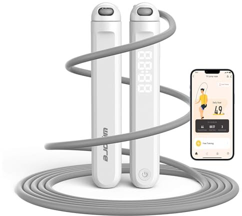 wigore Springseil, verhedderungsfreies Springseil mit Zähler für Fitness, mit App für Frauen und Männer, Heimtraining, Fitness-Geschenke für Erwachsene und Kinder