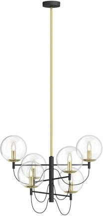 Lucande Pendelleuchte Sotiana (Retro, Vintage Antik) in Schwarz aus Glas (5 flammig E14) - Deckenlampe Esstischlampe Hängelampe Hängeleuchte Wohnzimmerleuchte