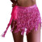 Falda Lentejuelas Mujer con Borla, Pañuelo Danza del Vientre de Color Brillante, Falda Brillo Mujer con Flecos, Falda Bohemia Mini con Pururina para Baile, Fiesta y Playa, Talla única (FUCSIA)