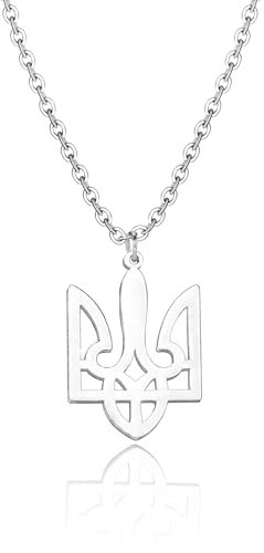 SIPURIS Ukraine Halskette Ukrainischer Dreizack Halskette für Männer Frauen Ukraine Flagge Symbol Ukrainisches Nationalemblem Anhänger Edelstahl Ukraine Geschenke Schmuck, Edelstahl, Kein Edelstein