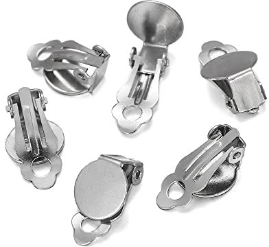 Generic 10 Stück 8 10 12 14mm Edelstahl Runde Flache Ohrclip Basis Cabochon Lünette Tablett Ohrringe Clips Für DIY Schmuckzubehör