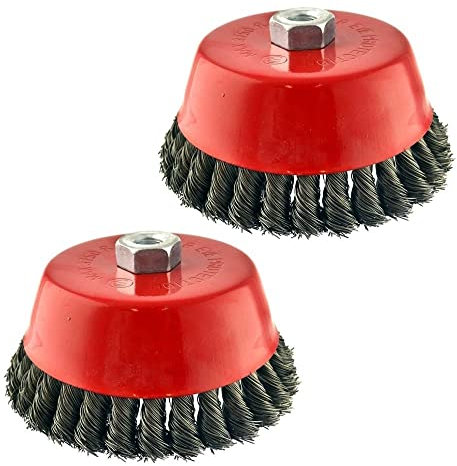 TWIST KNOT WIRE BRUSH CUP WHEEL ANGLE GRINDER METAL RUST PAINT REMOVAL 75/100mm (100mm Cup (x2))
