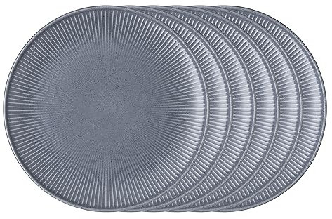 Thomas Clay Sky Speiseteller 27 cm Set — Modernes Speiseteller Set aus hochwertigem Steinzeug für 6 Personen - Handmade-Look, besonders Robust und ideal für den Alltag