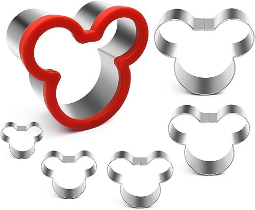 Cortadores de galletas de Mickey Mouse, 6 piezas de cortadores de galletas de Mickey Face de Disney para niños, juego de cortadores de sándwich de cabeza de Mickey de 1.57 pulgadas, 1.97 pulgadas,
