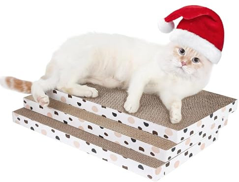ComSaf Cat Scratcher Cardboard, 43 x 26 cm Large Size Cat Scratcher Pads, 3PCS Double-Sided Scratching Board Easy for Cats to Scratch, Durable Reversible Recycle Corrugate Scratch Pad for Indoor Cats