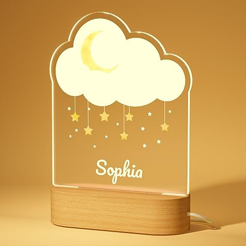 iDIY Personalisierte Geschenke Baby - Nachtlicht , Nachttischlampe mit Namen, Taufgeschenke für Mädchen, zur Geburt Junge