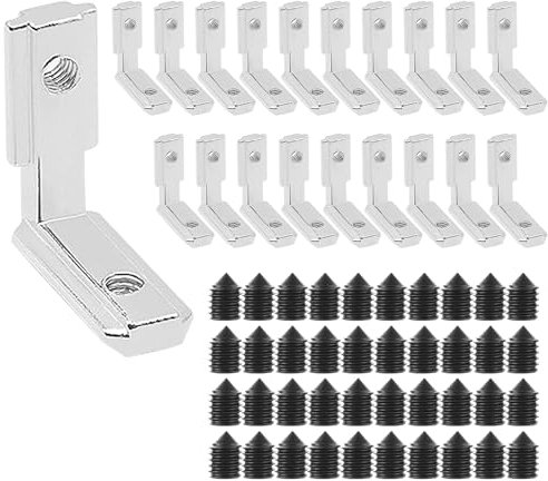 20 Stück T-Nut Innenwinkel Eckwinkel 90° L-Form Profil Aluminium 3030 Nut 8 M6 Zinklegierung Inneneckverbinder mit Schrauben Innenverbindung Winkelwinkel Eckverbinder für Aluprofil Verbinder