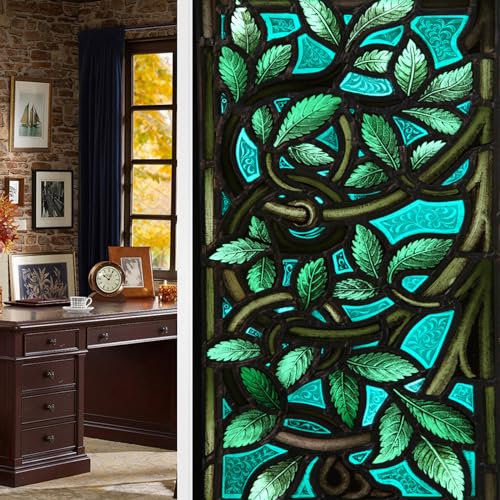 BBTISG 2 Stück Sichtschutz Fensterfolie, 45 x 100cm Fensterfolie Blickdicht Selbsthaftende Sichtschutz Fensterfolie statische Buntglasaufkleber für Zuhause, Büro, Badezimmer (Stil 4)