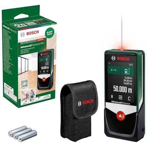 Bosch Home and Garden Laserentfernungsmesser AdvancedDistance 50 C (Distanz bis 50m präzise messen, Touch-Display, Messfunktionen mit integrierter Hilfe, im Karton)