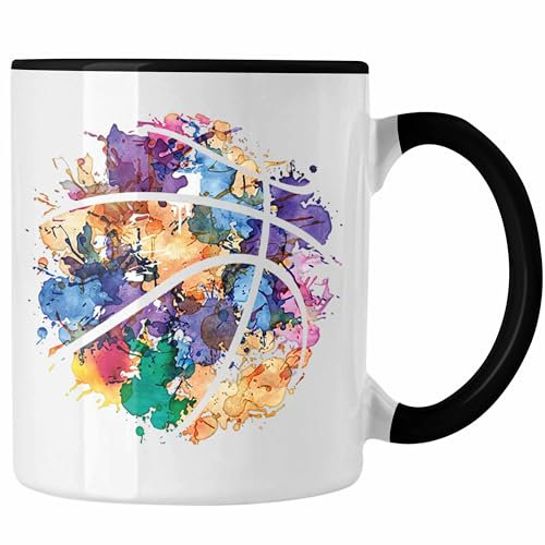 Trendation - Basketball Tasse Geschenk für Basketballspieler Kaffee-Becher Basketball Trainer Coach (Schwarz)