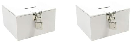 Maildor GB022O - Une boite à trésors Gamme Blanche, avec cadenas et 2 clés, en carton avec contrecollage papier Clairefontaine 10,5x10,5x6 cm (Lot de 2)