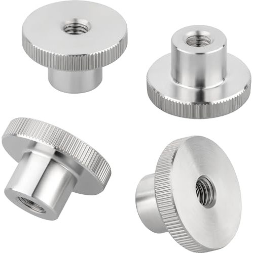 Ottertools - Dado zigrinato alto DIN 466 | Filettatura: M4 | Acciaio inossidabile | 4 pezzi