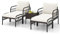 LIFEZEAL 5-teiliges Gartenmöbel-Set, Rattanstühle mit Ottomanen, Rattansessel Set aus Gartentisch und 2 Gartensessel, Sitzgruppe mit Kissen für Terrasse, Garten, Terrasse