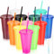 Lemicin 12pcs Drinking Cup Tumbler Cups with Straw and Lid, 24oz Plastic Tumblers Reusable Cold Cups Colourful Glitter Travel Mugs for Cold Drinks Iced Coffee Smoothie for Parties