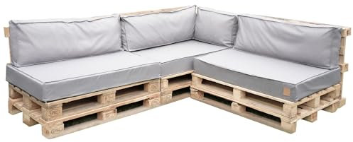 Bielik Palettenkissen Palettenauflagen mit abnehmbarem Bezug Palettenmöbel Palettensofa Palettenpolster (hellgrau, 7er Set: Sitz 120x80 + Rückenlehne 120x40+60x40)