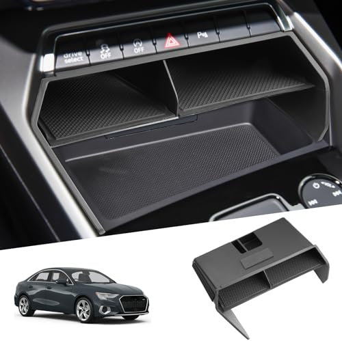 SHAOHAO Kompatibel mit Audi A3 8Y 2020-2024 Ablagefach Mittelkonsole Auto Zubehör Audi A3 2023 Organizer Aufbewahrungsbox Original A3 8Y 2024