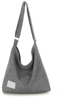 HDGSAFD 1 bolso de lona gris para mujer, bolso de hombro de gran capacidad, bolso de hombro deportivo, adecuado para el trabajo, la escuela, viajes, compras, gris