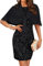 GRACE KARIN Elegant Rundhalsausschnitt Glitzer Cocktailkleid Funkelndes Fließendes Kleid mit Pailletten Glitzer Anzug Schwarz 42