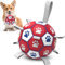 HETOO Hundeball Hundespielzeug Ball mit Griff für Hund Interaktives Schleppen von Krieg Wasser Hundebälle Spielzeug Geburtstagsgeschenk für Kleine/Mittel/Große Hunde (6 Zoll Rot Weiß)