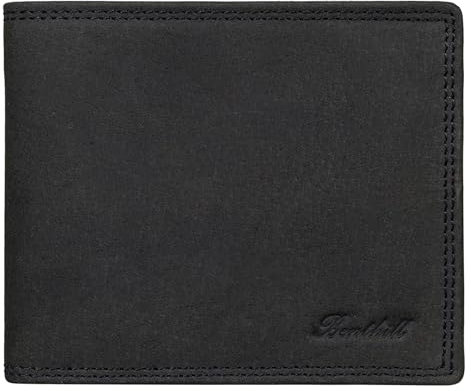 Benthill Herren Geldbörse Leder - Geldbeutel mit RFID-Schutz - Slim Portemonnaie für Herren - Echte Vintage Ledergeldbörse, Farbe:Black (H)