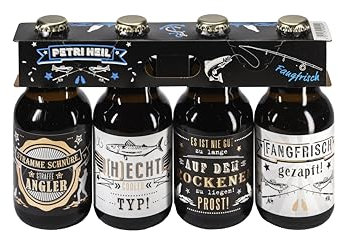 Bier Männer / 4er Träger Angler / Witzige Sprüche/Kupferveredelung/Partygeschenk/Petri Heil/NEU