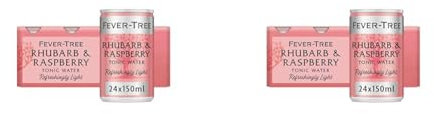 Fever-Tree Refreshingly Light Rhubarb & Raspberry Tonic Water 8 x 150ml (Pack of 6, Total 24 cans)