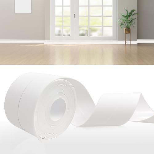 DIKARIYA Rodapies Autoadhesivo Blanco, 25M Rodapie PVC Rodapie Adhesivo Rodapié Flexible y Blanda, Zócalo Autoadhesivo Cocina, Embellecedor Encimera Cocina, 16 x 16mm Rodapie Apto Para Cocina y Baño