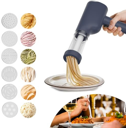 Machine à Pâtes électrique, Machine à Pâtes Portative électrique avec 6 Modes, Machine à Pâtes Rechargeable électrique pour La Maison ou Le Pique-nique