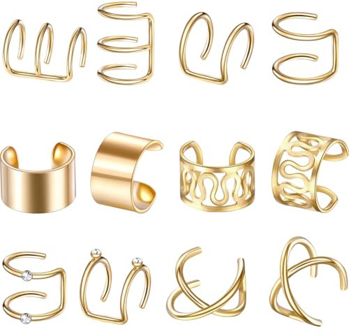 craspire 12 Stück Goldener Haarschmuck Für Zopf Loc Schmuck Zopfperlen Haarmanschetten Charms Ringe Clips Haarzöpfe Dekoration Für Frauen Und Männer Party Musikfestival Durchbrochene Geometrie