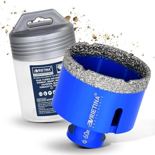 60mm Diamant Fliesenbohrer M14 Diamant Bohrkrone Glasbohrer Lochsäge Nass- / Trocken Fliesenbohrkrone für Winkelschleifer, Diamantbohrer Lochbohrer von Fliesen Marmor Granit Porzellan Feinsteinzeug