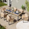 Merax Gartenmöbel Set 6-Personen, Outdoor Balkonmöbel mit Esstisch, Polyrattan-Terrassenmöbel mit Abnehmbar und Waschbar Kissen für Garten, Terrasse, Balkon, Braun
