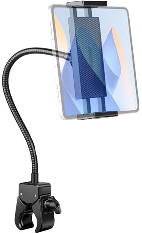 Evekea Gooseneck Tablet Holder, iPad Holder for Stroller/Treadmill/Golf Cart/Boat/Mic Stand/Wheelchair/Gym Bicycle Handlebar Clamp, Compatible with 4.7-12.9 Tablets and Phones,Galaxy, E-Readers