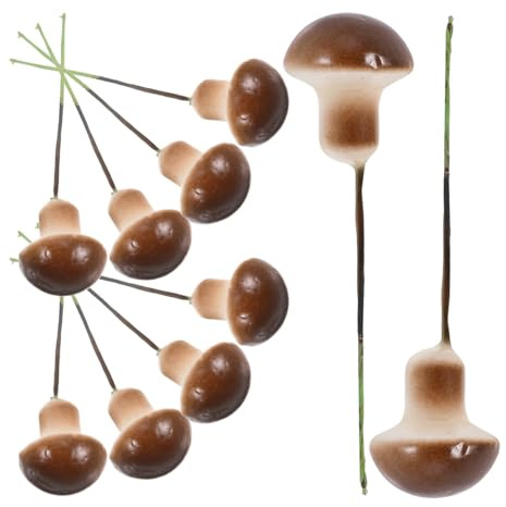 BAZEITFLOW 50Pcs Miniature Mushrooms Mini Realistic Tiny Mushroom Stakes Lawn Inset Ornaments for Diy Terrariums Fairy Garden Plant Flower Pot Decorations Micro Landscape Accessories