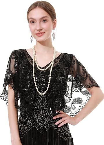 sy soul young 1920S Damen Schal Gatsby Kleid Flapper Dress Pailletten Stola