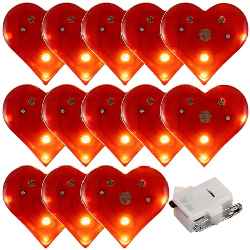 Gadpiparty 20er-pack Blinkende Herz-anstecker: Blinkende Herzbroschen zum Valentinstag – Rote Party-accessoires für Festliche Dekorationen Und Kostüme