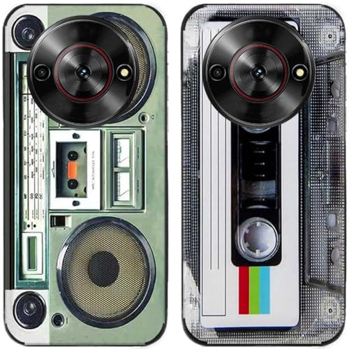 Generisch 2 Stück Retro Kassette Band Radio Musterdruck TPU Gel Silikon Dünn Handy Hülle Schutzhülle Für Smartphones (Für Nubia Focus 5G)