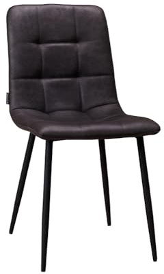 AVISSIMO Moreni Esszimmerstuhl, Industrial-Look, Kunstleder-Sitzschale, Metallgestell, modern & robust, für Esszimmer & Wohnzimmer, anthrazit (2er Set)