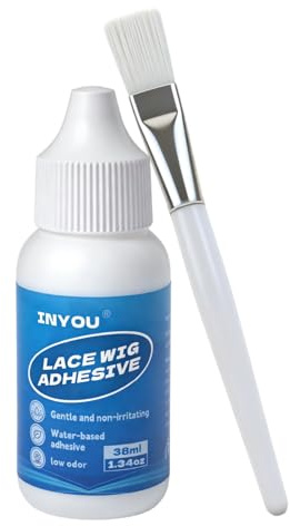Perücken Kleber Set, Wasserfester Wig Glue + Kleberauftragspinsel, Perückenkleber, Kleber für Perücken Hair Extensions, 38ml, unsichtbare Verklebung