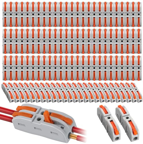 ZUPAPJO Connecteur Electrique Avec Levier, 100 PCS Bornes De Connexion Automatique, Connecteurs de Fils Électriques 1-Fil 2-Entrées et Peut Étre Librement Combiné Bornier Electrique