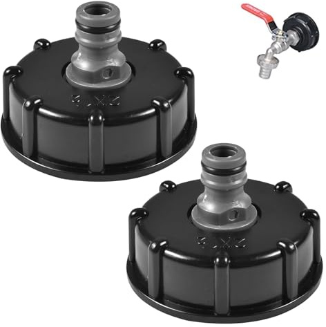 IBC Tank Zubehör,S60x6 Tankdeckel Adapter Wassertank Deckel Auslaufhahn Anschluss,Gardena Regenwassertank Wasserhahn Auslaufstutzen Adapterset,für Universal Tanks Barrel(2 Stück)