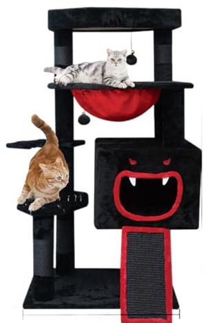 Cat Tree Castle, 47in Indoor Cat Tower with Coffin Bed & Funny Toys, Pet Play House for Kittens and Cats