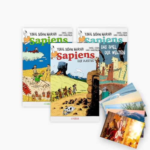 Die Sapiens-Reihe Band 1-3 als Graphic Novel + 1 exklusives Postkartenset