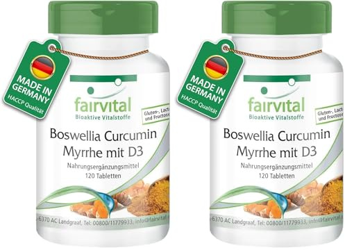 fairvital Weihrauch Kurkuma Myrrhe + Vitamin D3-120 Tabletten, HOCHDOSIERT (Packung mit 2)
